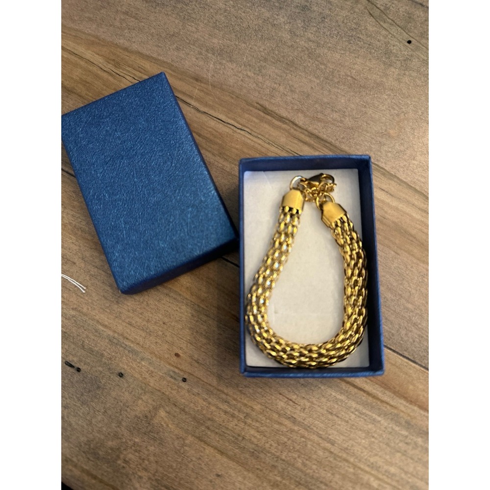 NEW Popcorn Chain Goldtone Bracelet Ion Plated Yellow Gold